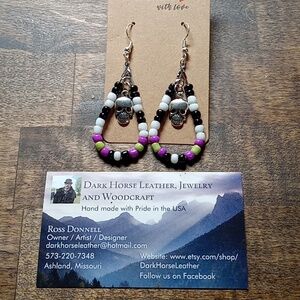 Beaded Halloween Beetlejuice Inspired Earrings